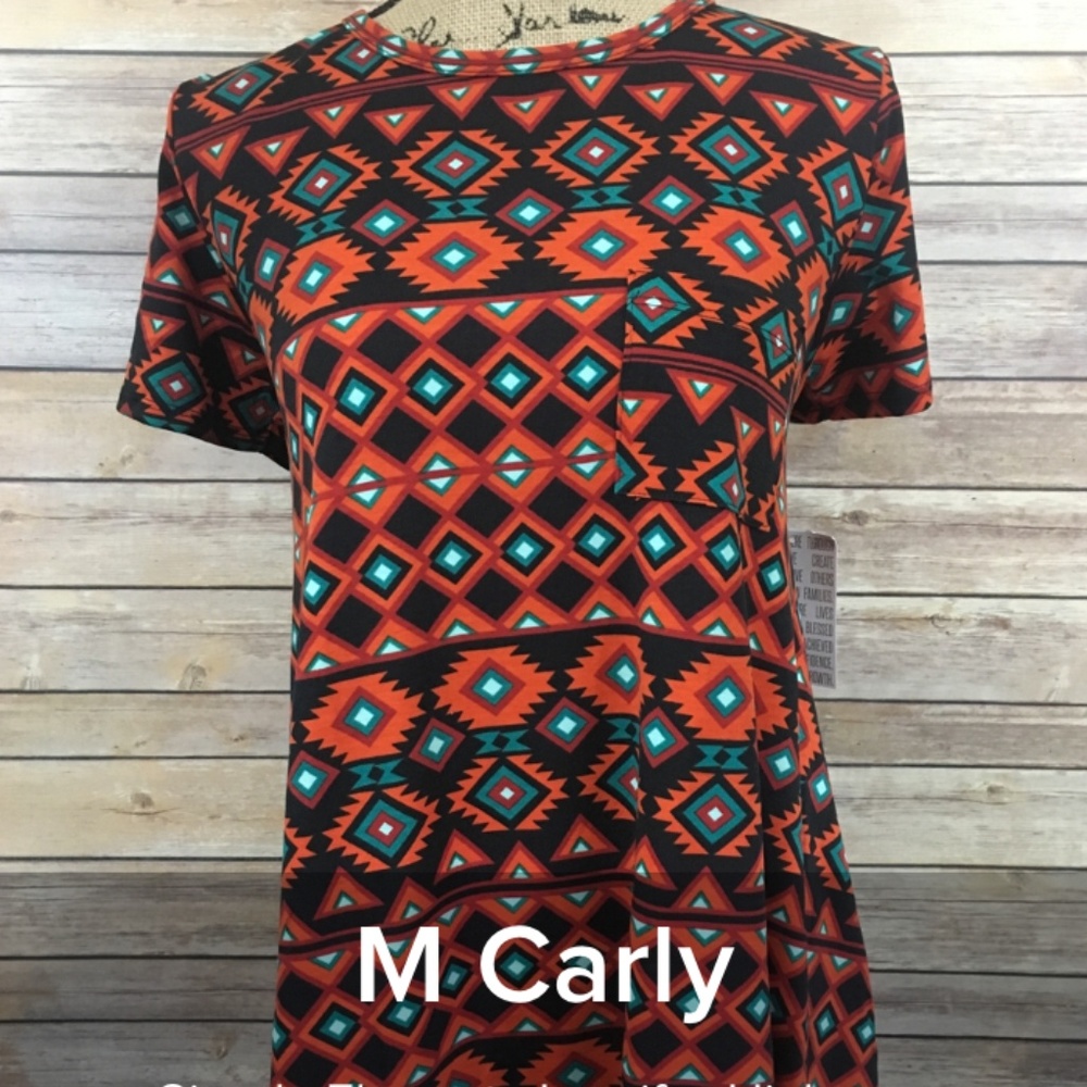 NWT Aztec Geometric LuLaRoe Carly dress M